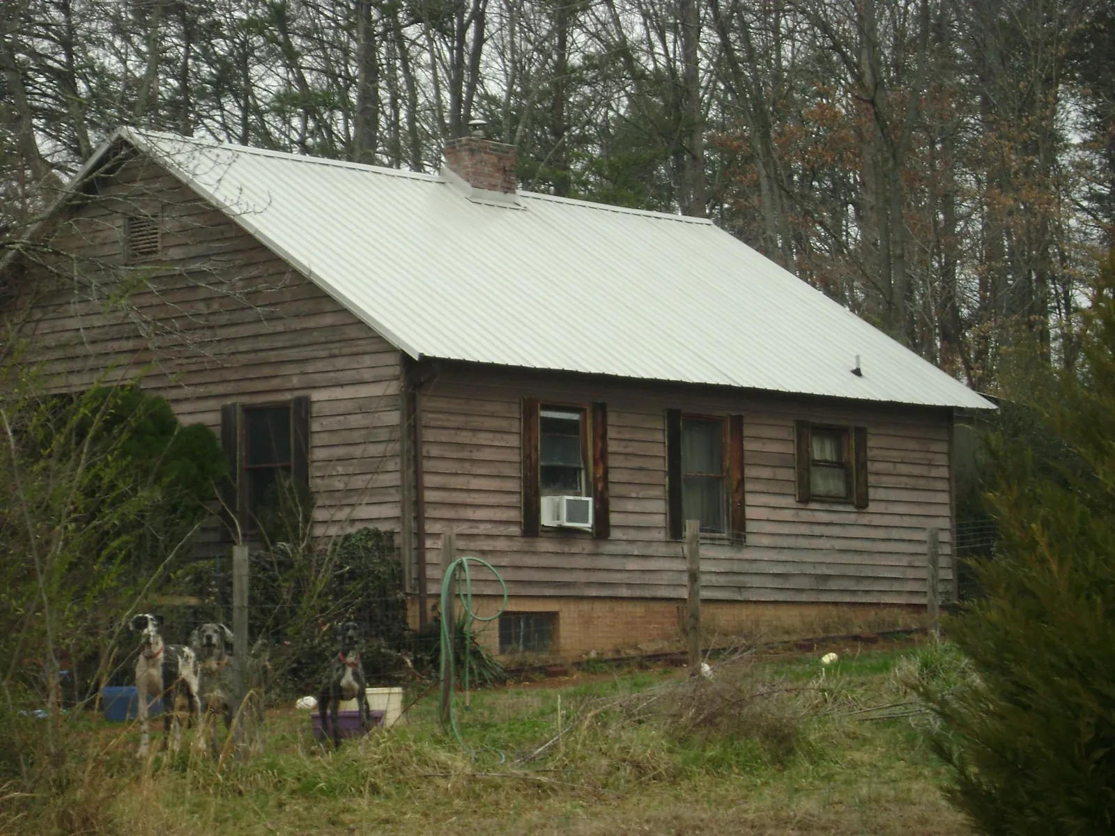 White metal roof on an old wood sided farmhouse, from a Metal Roof Installation job in Moretown